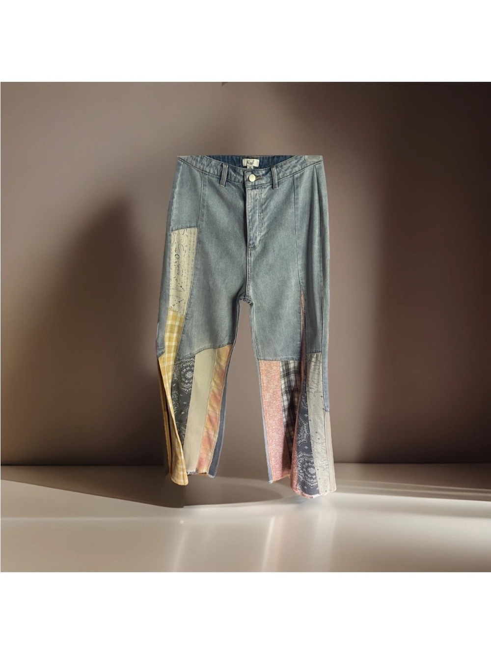easel faded blue denim high-rise jeans